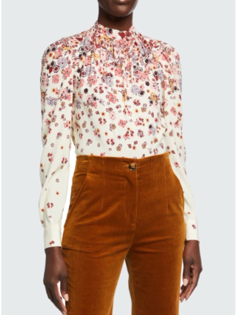 Veronica Beard Fey Mock-Neck Blouse, size 8